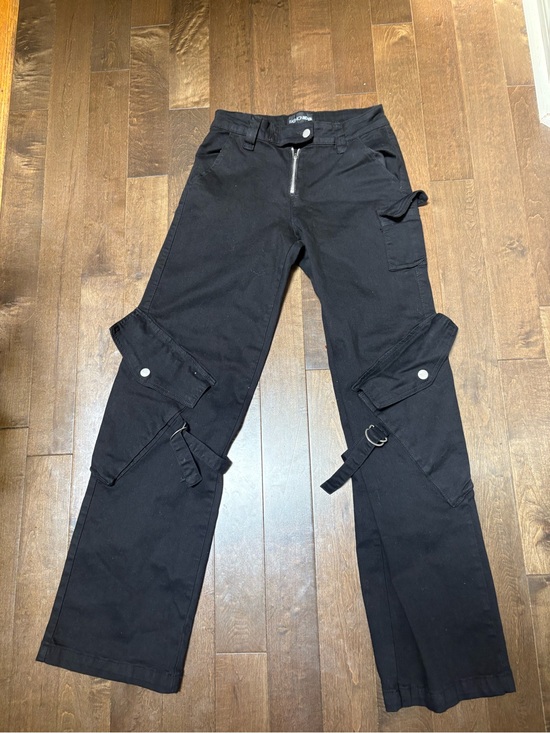 Fashion Nova Pants - Fashion Nova Black Cargo Pants with Strap Details